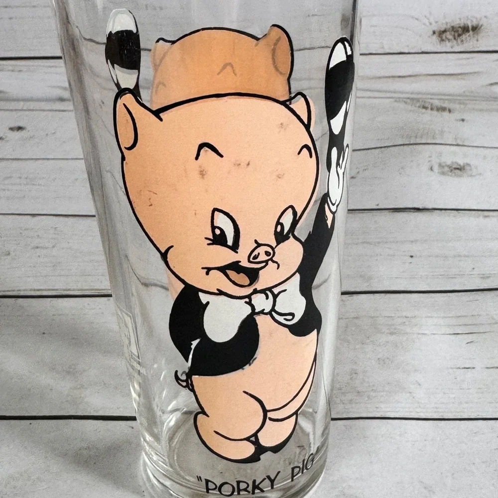 1973 Pepsi Porky Pig‎ Glass Warner Bros Looney Tunes Collector Series VTG